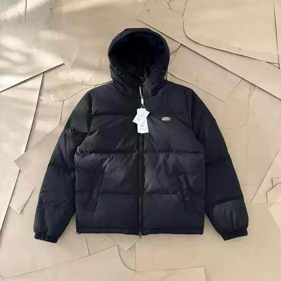 Cross-Border Lac Crocodile Logo Embroidery British Old Money Style Business Casual Hooded down Jacket Coat Bread Coat