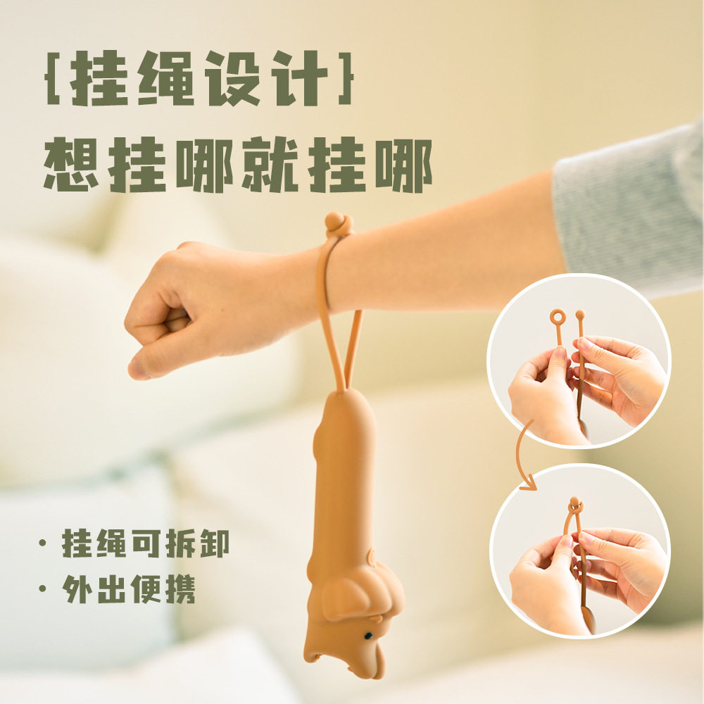 Children's Cartoon Flashlight Animal Handheld USB Rechargeable Lighting Lamp with Night Lanyard Anti-Slip Silicone Led Handheld Light