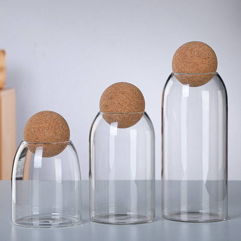 Borosilicate glass sealed jar household coffee bean storage box kitchen grains Cork tea jar gift box