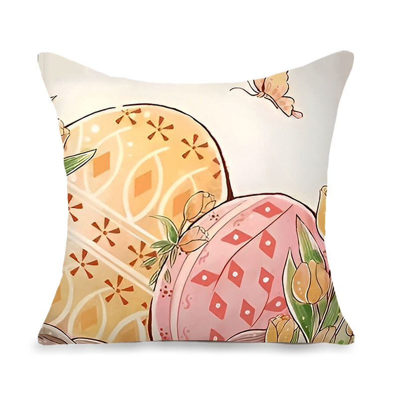 Nordic Simple Easter Pillow Sofa Bedroom Cushion Holiday Decoration Cushion Imitation Linen Printed Pillow Cover