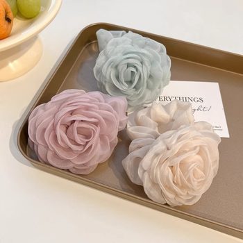 French-Style Sweet Large Double-Layer Lace Scrunchie with a High-End Feel for Bun Hairstyles, Fabric Hair Tie