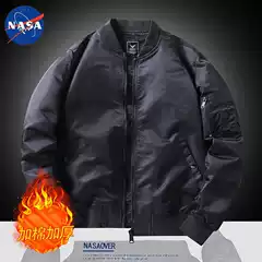 NASA brand pilot jacket for men and couples, versatile casual, thick, warm, loose baseball jacket with cotton