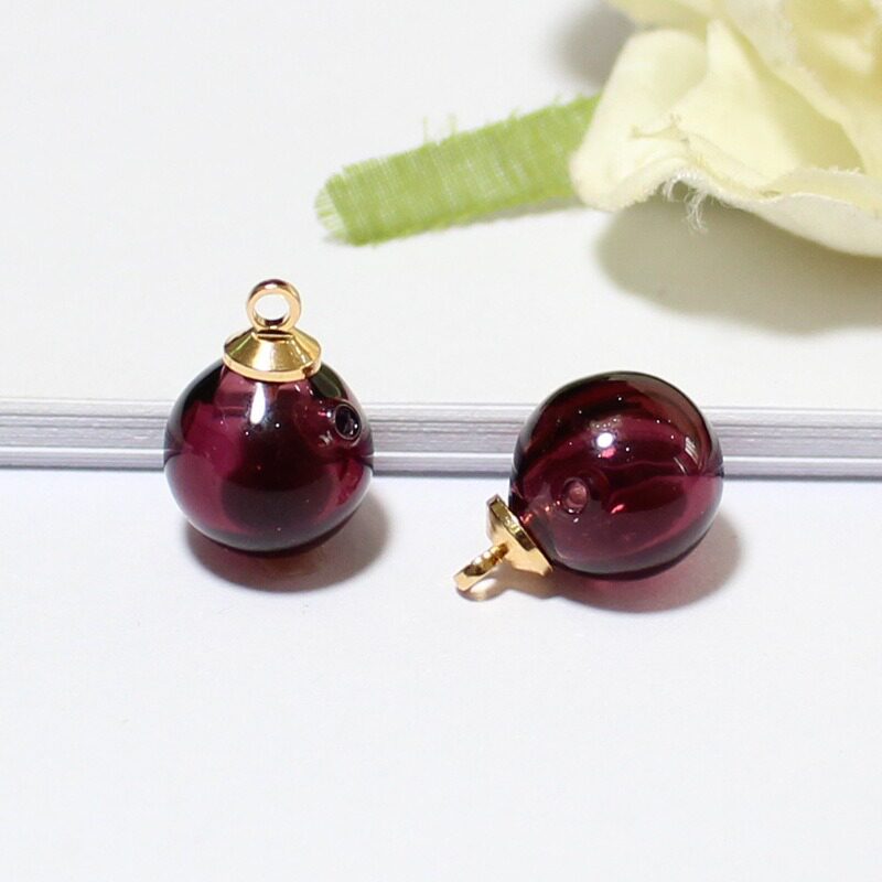 ダークパープルエッセンシャルオイルビーズ+ゴールドキャップ