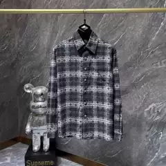 Cross-border European and American trend CH Crowe leather full cross dark pattern full print plaid shirt couples a generation of hair