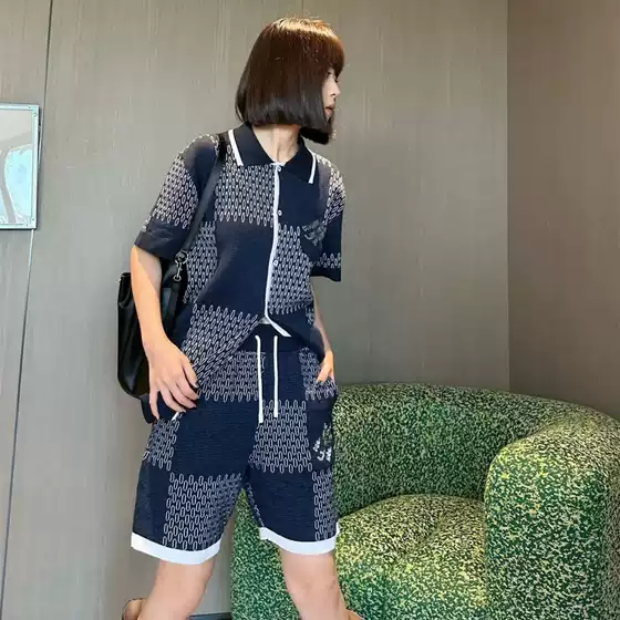 2025 Early Spring New High-Quality Donkey's Checkerboard Mercerized Cotton Knitwear Short-Sleeved Jacket Shorts Suit for Men and Women