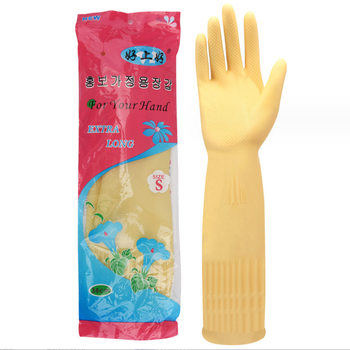Extended and Thickeneded Latex Tendon Industrial Housekeeping Cleaning Leather Gloves, Dishwashing and Laundry Rubber Leather Waterproof and Non-Slip Leather