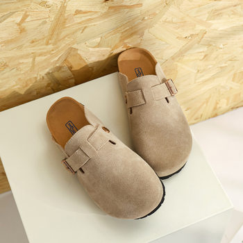 in stock plus size Cowhide Birkenan Shoes plus size Baotou Half Slip-on Cork Fishing Birkenan Shoes Platform Slippers for Women Summer