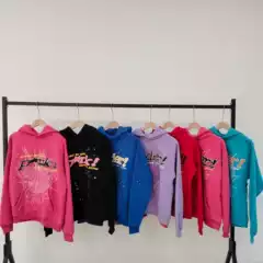 Amazon's Popular Sweatshirt with Spider Web Print, Loose Men's Jacket, Trendy Brand Sports Hoodie, Sp5Der Sweatshirt