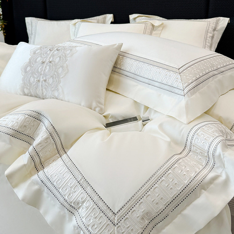Class a 200g Satin Long-Staple Cotton Four-Piece Set Pure Cotton Bed Bed Sheets Quilt Cover Four-Season Accessible Luxury Nantong Bedding