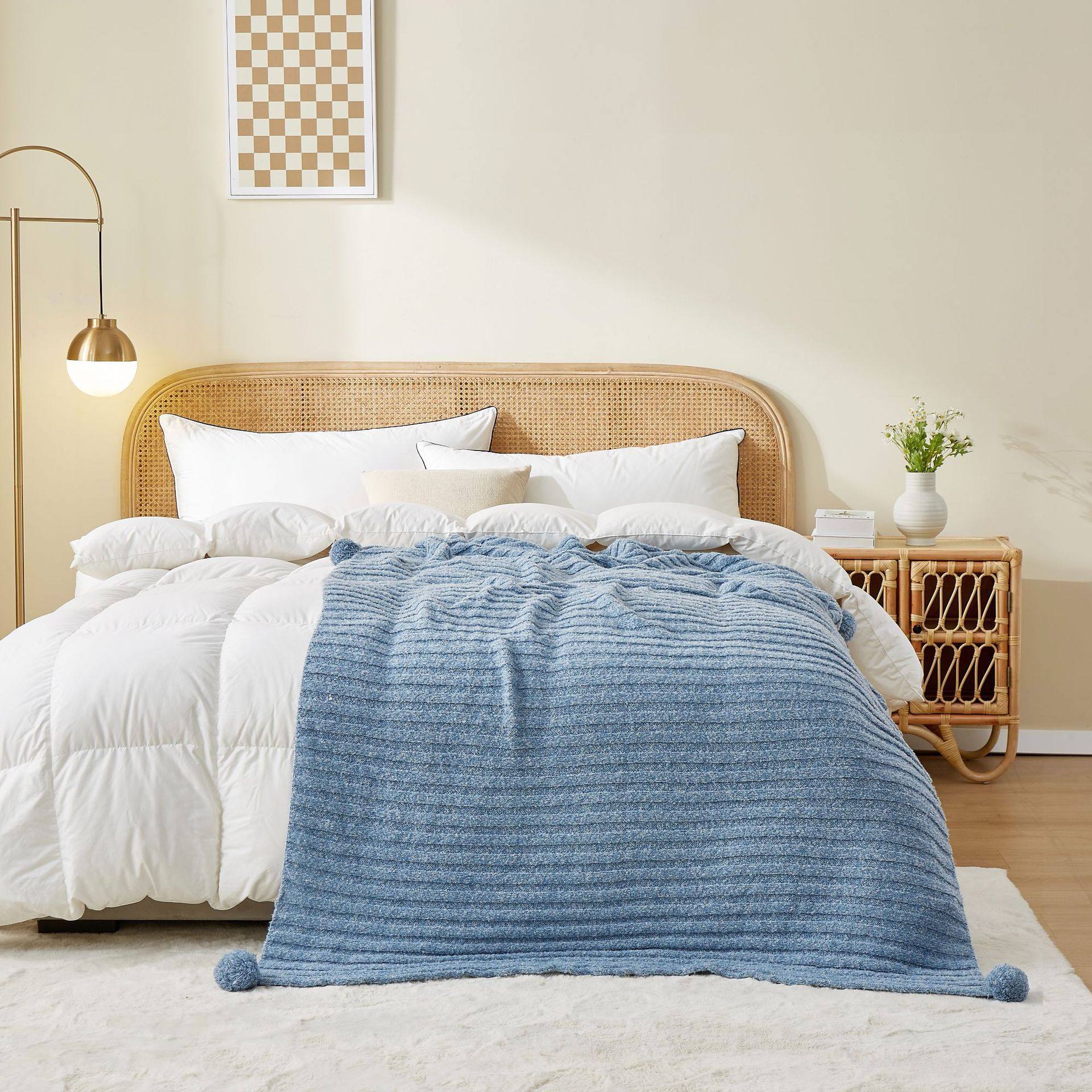 2025 New Cross-Border Nordic Knitted Thread Blanket Ball Sofa Blanket Bed Blanket Cover Blanket Nap Air-Conditioning Blanket Universal for All Seasons