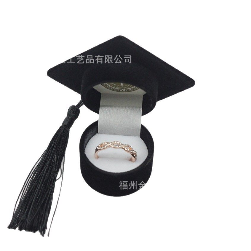 Spot Doctor's Hat Ring Box Export Wholesale Flocking Box Wedding Proposal Necklace Graduation Gift Box