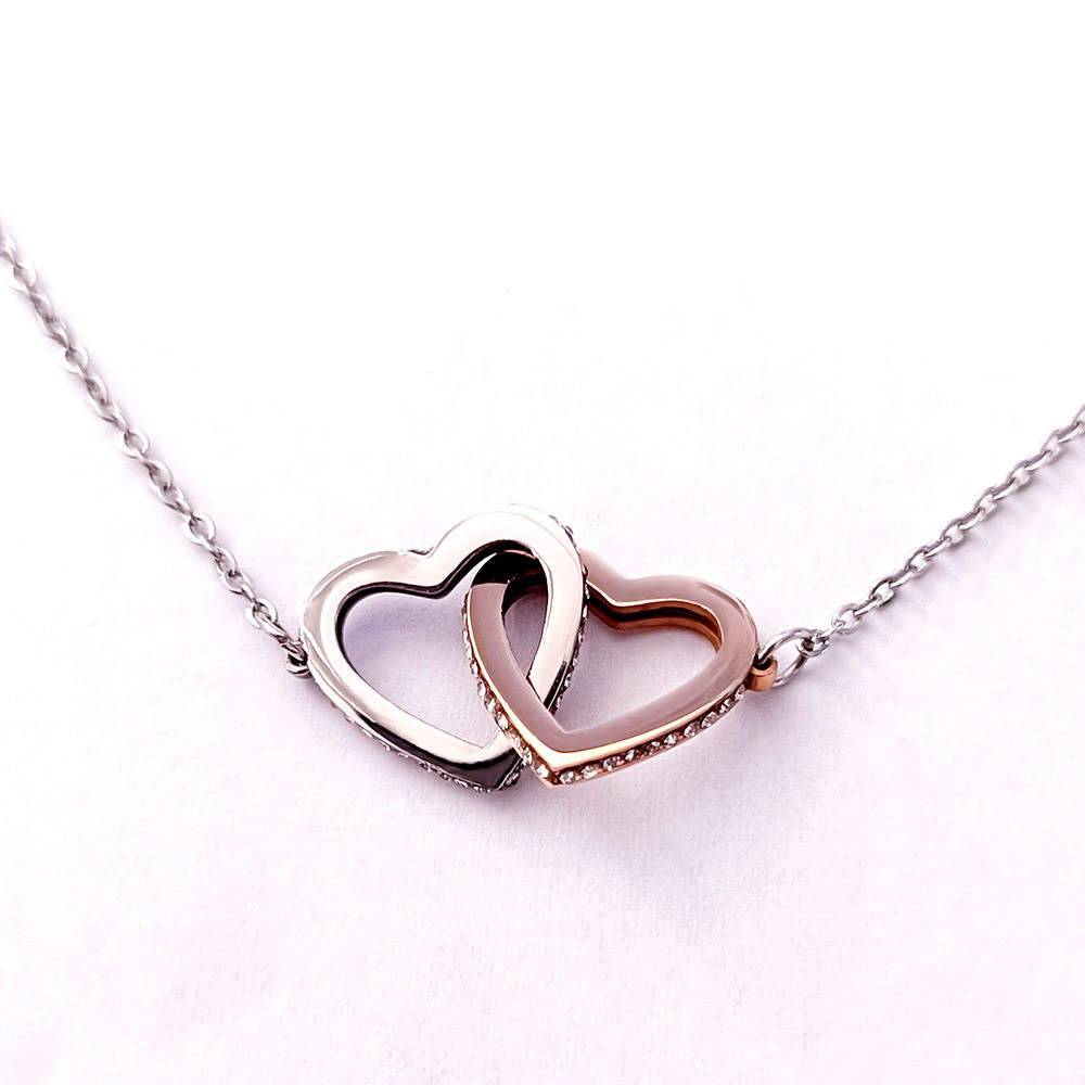 Color separation rose gold double heart titanium steel necklace women's heart buckle stainless steel pendant love diamond jewelry