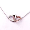 Color separation rose gold double heart titanium steel necklace women's heart buckle stainless steel pendant love diamond jewelry