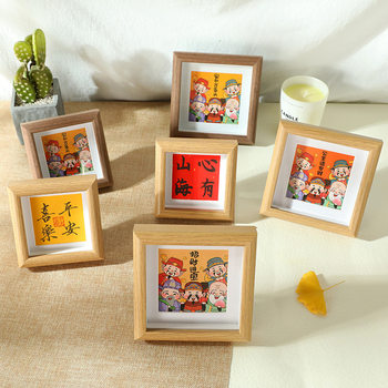 ✅ Mini Photo Frame Ornament 4-Inch 5inch 6inch Wooden Square Small Photo Frame Display Ins-Style Picture Frame Hollow Photo Frame Empty