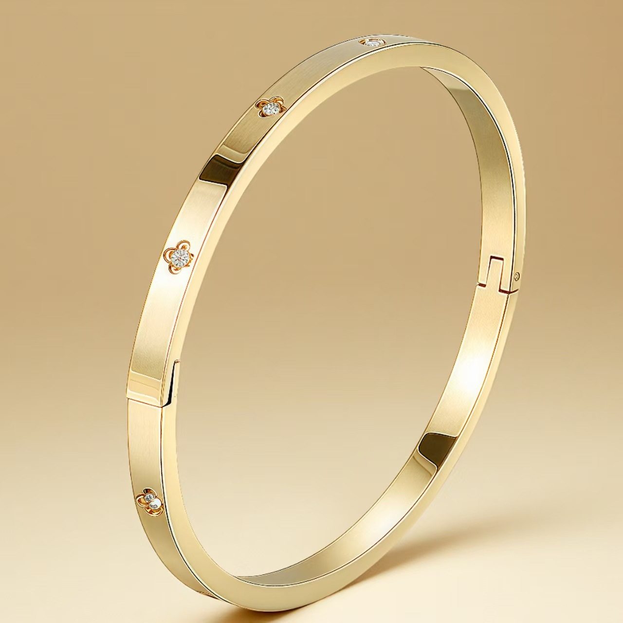 玫瑰金跨境钛钢女款手镯不锈钢轻奢高级感小众时尚锆石手环手镯