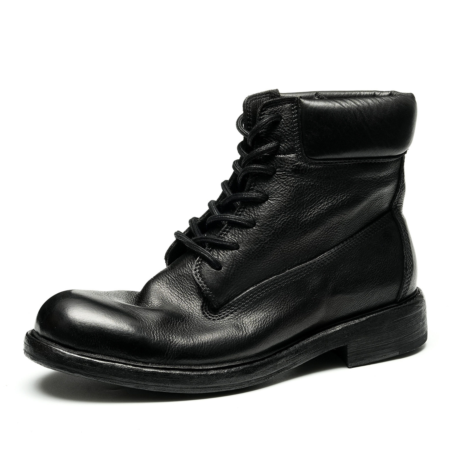 Giày Boot Martin Nam Da Thật Cổ Cao Chiều Cao Đế Khoảng 3cm Màu Nâu Vàng, Đen