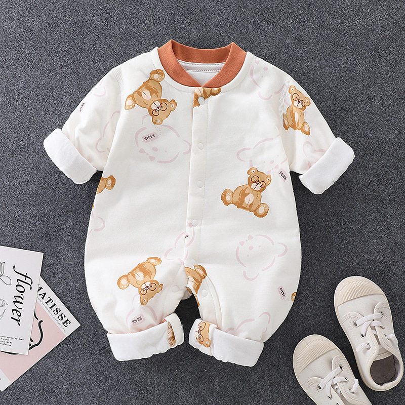 Baby's one-piece clothing autumn and winter cotton thin cotton men's and women's baby warm kayak climbing clothing newborn baby clothes