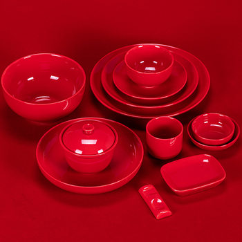 Dehua Ceramics Festive Red Ceramic Dinner Plate Bowl Noodle Bowl Soup Bowl Steak Plate Mouth Cup Stew Cup Hotel Tableware