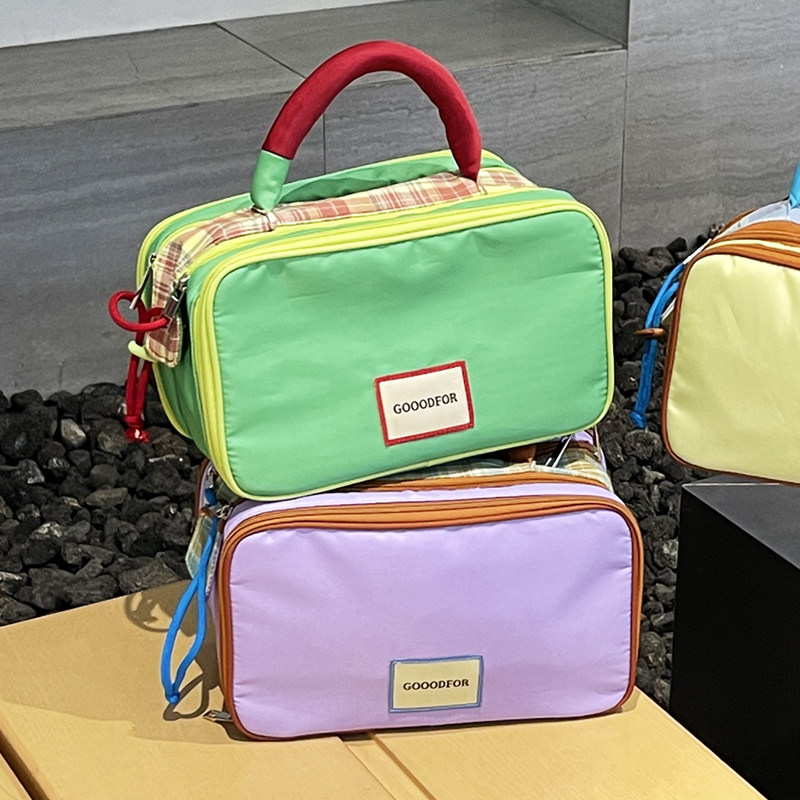 Cosmetic Bag Women's Large-Capacity Partition Storage Contrasting Color Portable Travel Toiletry Bag Cosmetics Cosmetics Bag Handbag