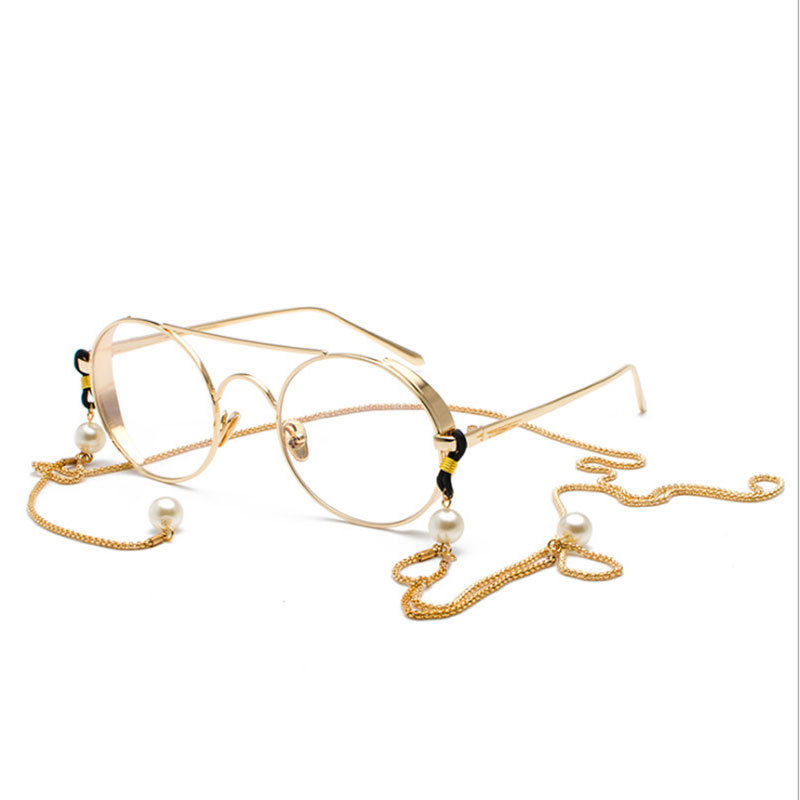 Internet Celebrity Same Style Retro Art Glasses Women's Large Round Frame Metal Thick Edge Distinctive Face-Covering Glasses Frame Flat Glasses for Men