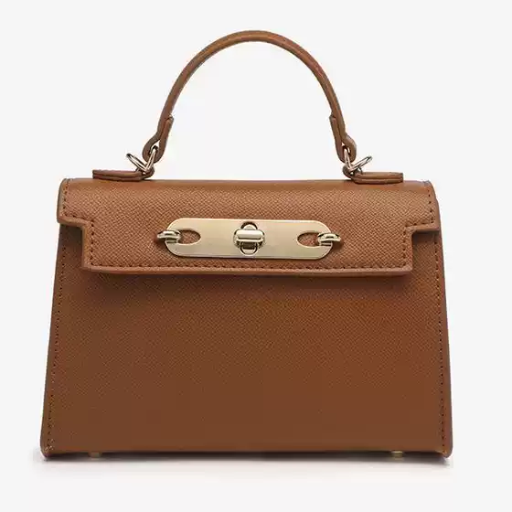 2026 Spring/Summer Lychee Pattern Kelly Bag Chain Bag Flap Small Square Bag Commuter Mini Bag Handbag Women's Crossbody Bag