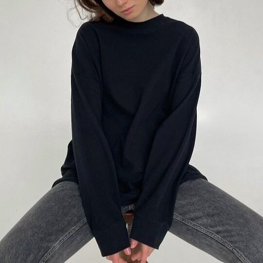 Womens Loose Fit Long Sleeve T Shirt 100 Cotton 220g Fabric Ribbed Cuffs Casual Wear Trendy Style Wholesale