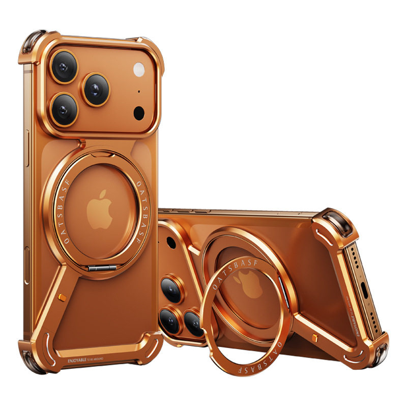 Suitable for Iphone17Promax Rotating Magnetic Holder Mobile Phone Case Metal Cut Out Apple 16 Borderless Z Shell 5