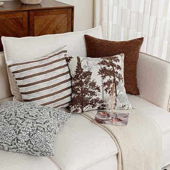 Retro Brown Coffee Color Sofa Cushion Old Money Style High-End Waist Pillow Antique Style Living Room Decorative Cushion Removable and Washable