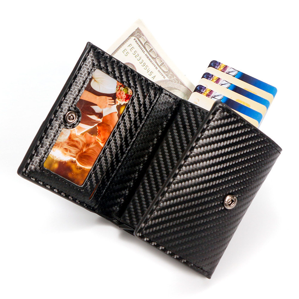 European and American men's and women's carbon fiber pattern color PU leather business card bag business card seat pattern business card bag card case