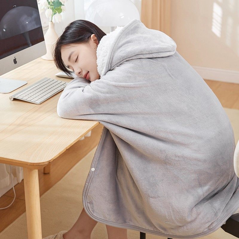 Blanket Shawl 2023 New Style Cape Style Thickened fleece-lined Double Layer Warm Office Nap Student Blanket Winter