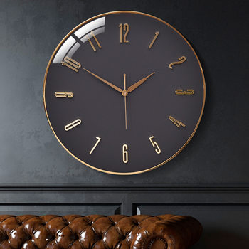 Nordic Light Luxury Living Room Quiet Wall Clock Modern Simple Creative Electroplated Hanging Watch Home Quartz Clock 3D Dial Clock