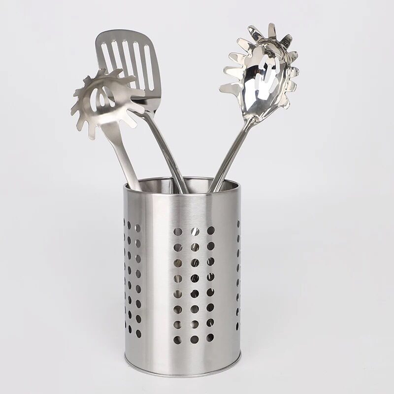 Thickened Stainless Steel Chopsticks Holder Tableware Barrel Kitchenware Storage Barrel Kitchenware Round Hole Hollow Drain Tube Chopsticks Cage