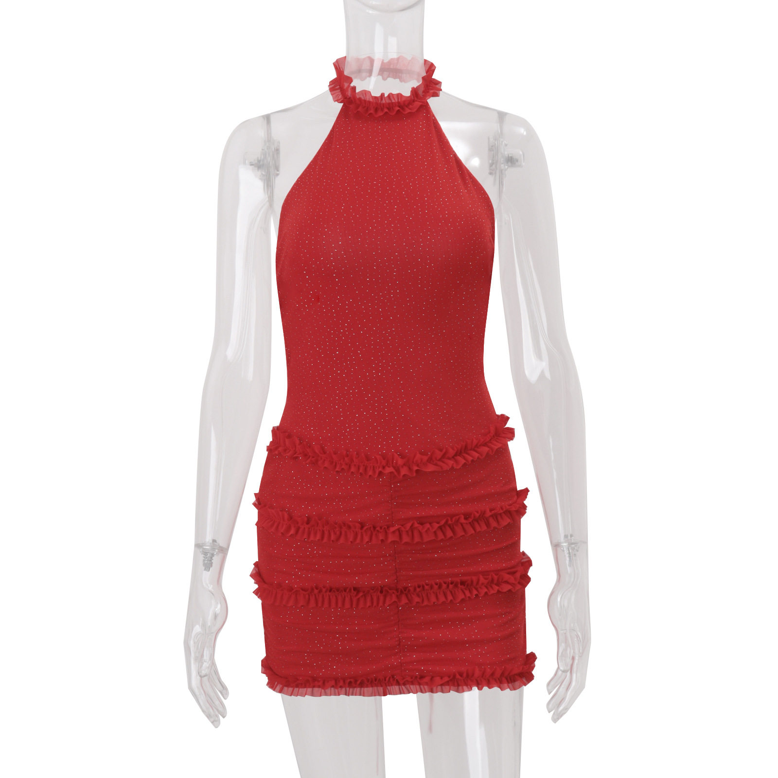 Backless Bodycon Dress Stylish Sexy Sleeveless High Neck Perfect for Nightclubs and Parties Wholesale Available