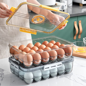 New refrigerator storage egg box 24 grid PET plastic transparent frozen thick time egg fresh-keeping Box Wholesale