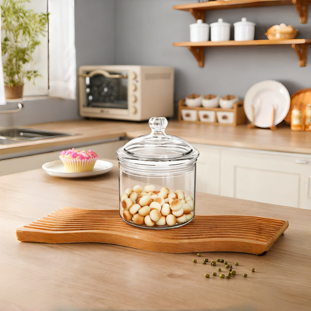 Transparent Acrylic Small Sealed Jar Round Kitchen Seasoning Storage Storage Jar Coffee Bean Food Jar Sub-Bottle