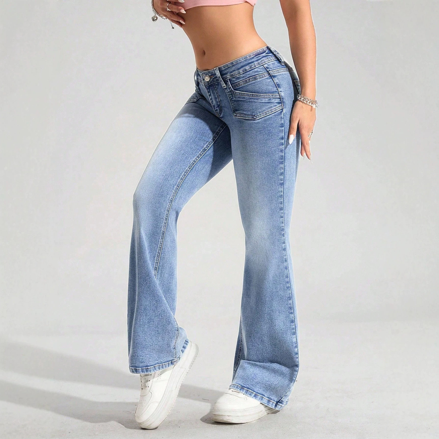 High Stretch Low Rise Womens Casual Denim Jeans Versatile Fit Comfortable Fabric Trendy Design Ready to Ship