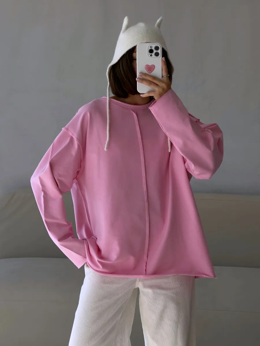 Womens Loose Fit Distressed Cotton Long Sleeve T Shirt Soft Knit Fabric Casual Style Spring Summer Wear Wholesale