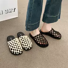High Version 2025 Niche Round Toe Retro Thick-Soled Braided Rope One-Line Open-Toe Slippers Casual Beach Sandals