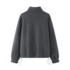 Trendy Gray Fleece-Lined Thick Sweatshirt Set Winter Stand Collar Slimming Versatile Casual Pants Two-Piece Set
