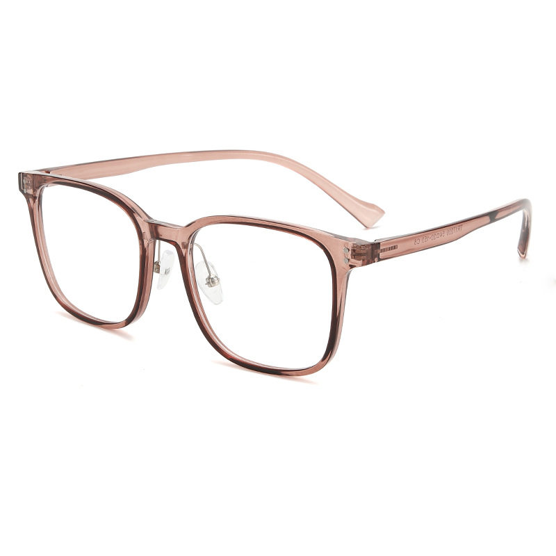 2024 New Model 17200 Fashion Trendy Internet Celebrity Rice Stud Lightweight Square Transparent Light-Colored Tr90 Eyeglass Frame