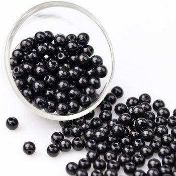 Black glass loose bead woven bracelet 4 5 6 8mm round bead spacer accessories wholesale necklace rope tail bead jewelry