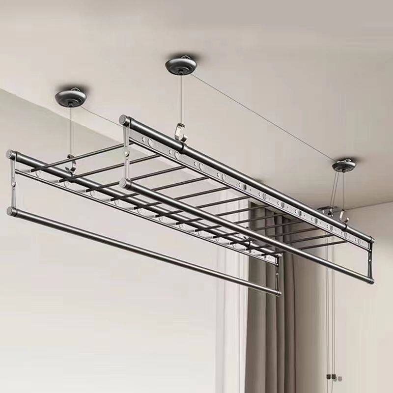 Adjustable Manual Clothes Drying Rack for Balcony, Durable Clothes Rack with Carbon Steel Sheet Metal Paint