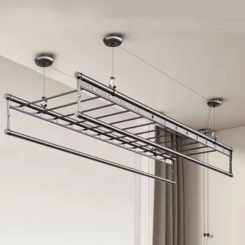 Adjustable Manual Clothes Drying Rack for Balcony, Durable Clothes Rack with Carbon Steel Sheet Metal Paint