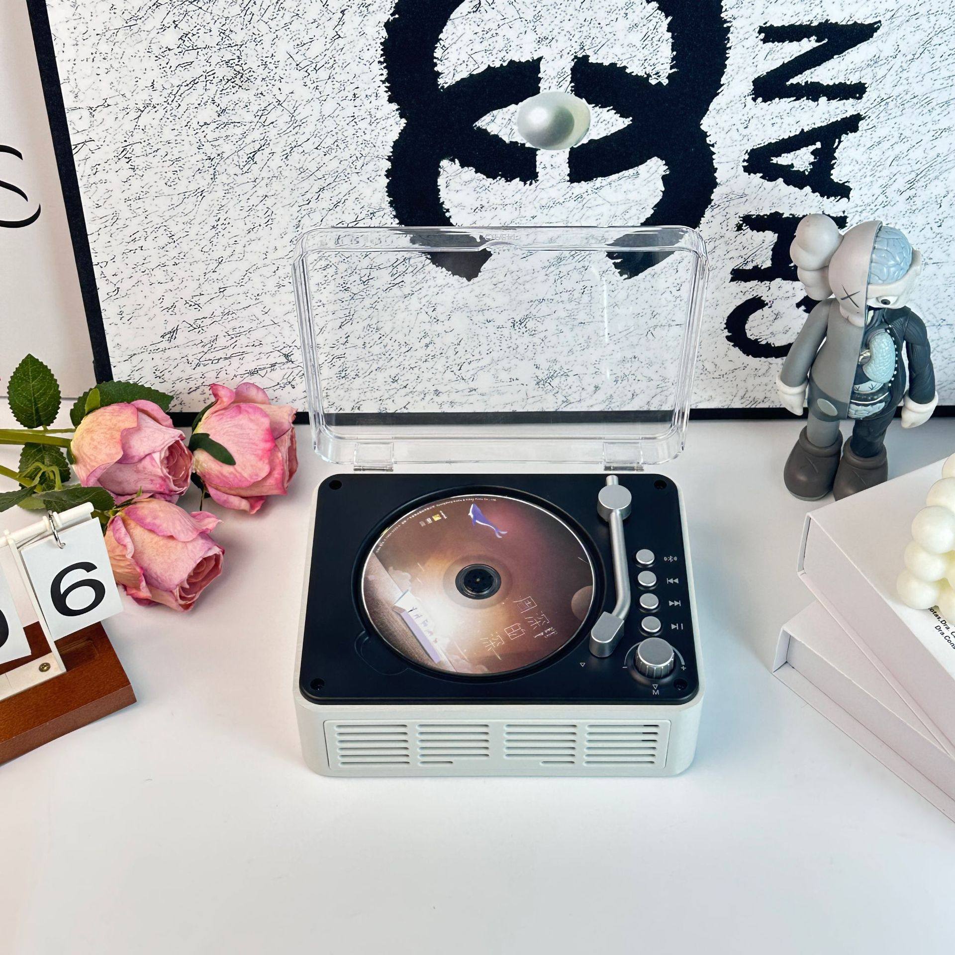 Cross-border Amazon Bayin box retro multi-function CD player Bluetooth radio album CD player birthday gift