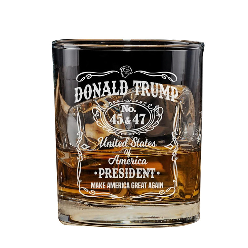 Amazon New Clear Glass Wine Mug Bar KTV Spirits Wine Mug Whisky Beer Mug Printed LOGO