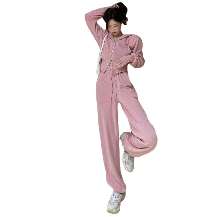 Internet Celebrity Sportswear Fashion Suit for Women 2025 Spring & Fall Korean New Hooded Sweatshirt Casual Pants Two-Piece Set Trendy