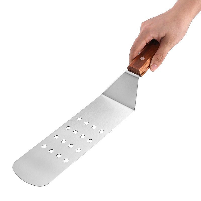 Factory In-Stock Wooden Handle Spatula Stainless Steel Spatula Cooking Spatula Steak Spatula Teppanyaki Spatula Barbecue Tool Set