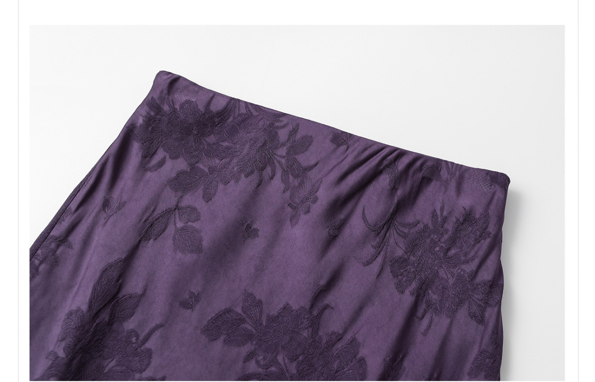 Set áo gilê và chân váy in hoa tím chất liệu sợi viscose — Áo gilê, Váy nửa