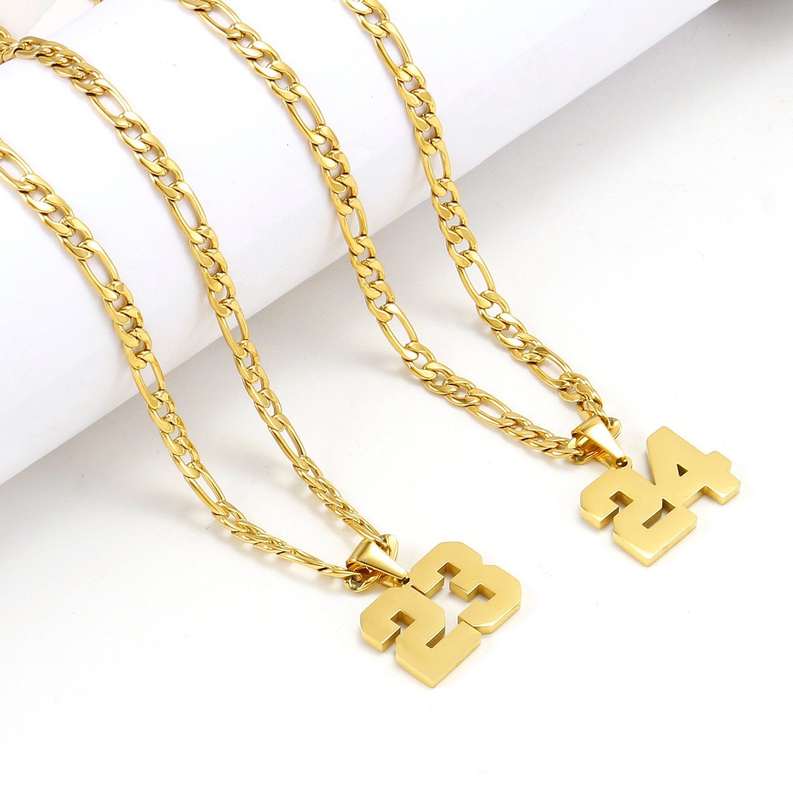 Men's Personalized Jersey Titanium Steel Number Stainless Steel Necklace Athlete Chain Pendant Basketball Football Jewelry