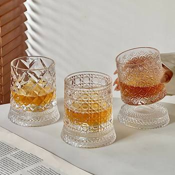 Tiktok-Style Creative Crystal Rotating Whiskey Glass High-End Tumbler Beer Glass Stress-Relief Liquor Glass